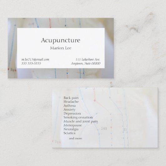 Carte De Visite Devant du torse d'acupuncture (Devant / Derrière)