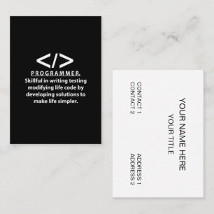 Carte De Visite Développeur Codeur Programmeur Développeur