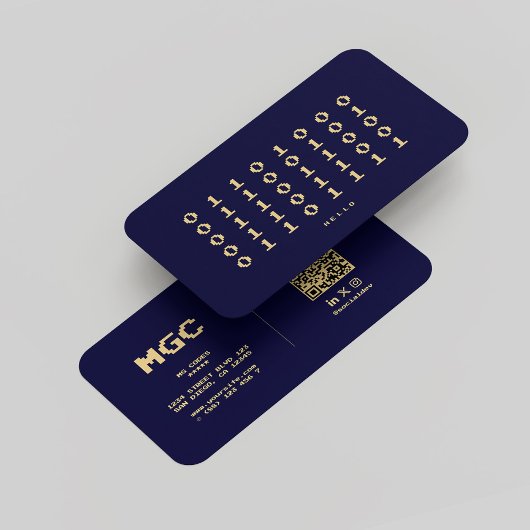 Carte De Visite Développeur logiciel moderne Binary Midnight Blue
