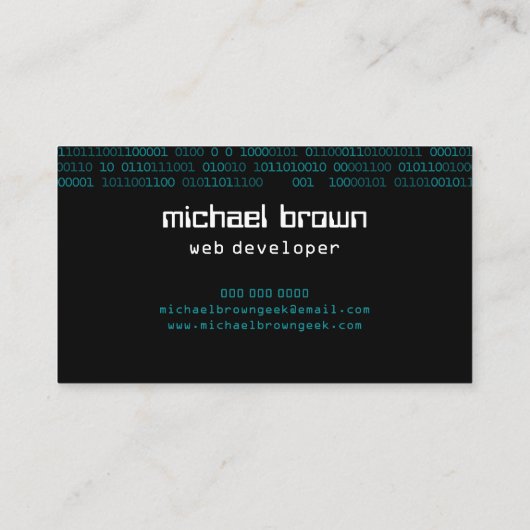 Carte De Visite Développeur Web geek Informatique (Dos)