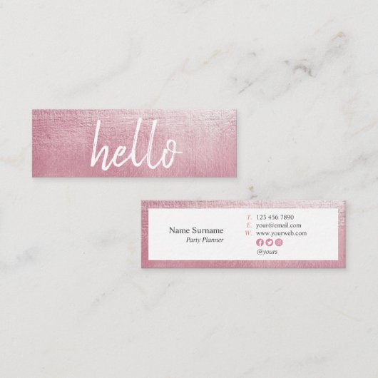 Carte de visite d'EventPlanner de rose élégant (Devant / Derrière)