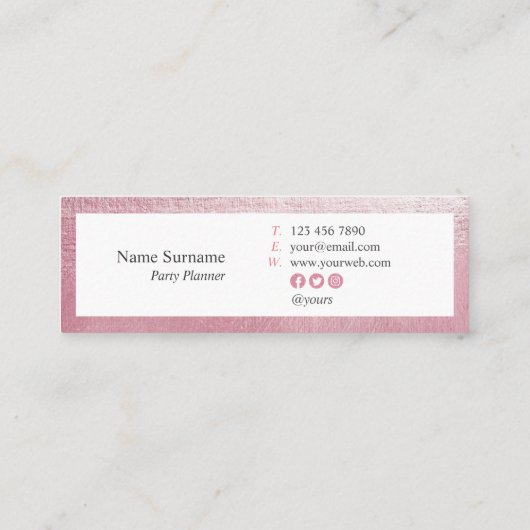 Carte de visite d'EventPlanner de rose élégant (Dos)