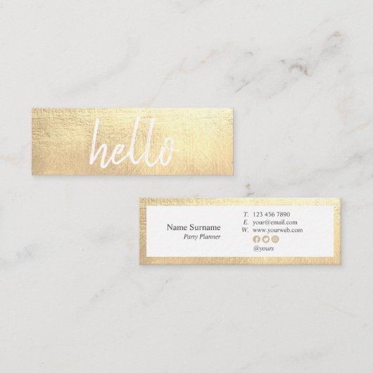 Carte de visite d'EventPlanner d'or élégant (Devant / Derrière)