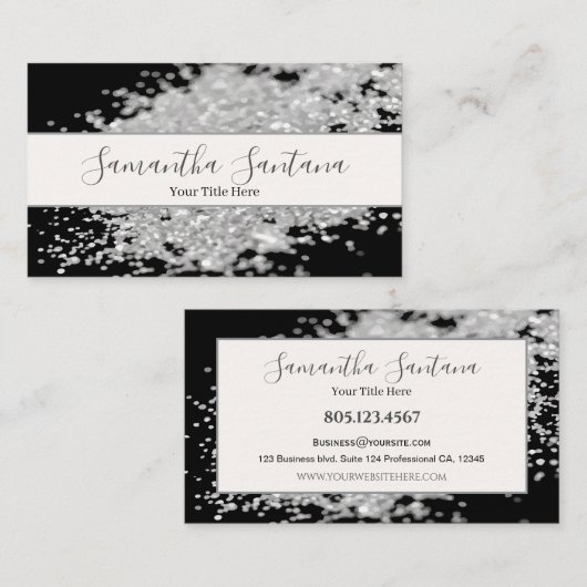 Carte De Visite Déversement de Parties scintillant blanche (Devant / Derrière)