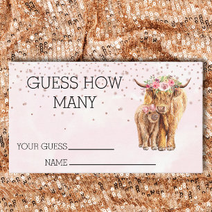 Carte De Visite Devinez combien de Baby showers Highland Cow jeu