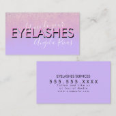 Carte De Visite Devis de Salon de Cils Rose Violet Paillettes (Devant / Derrière)