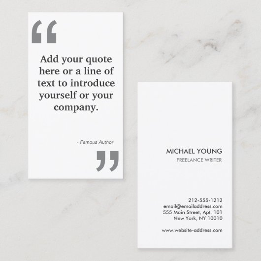 Carte De Visite DEVIS en gris sur blanc (Devant / Derrière)