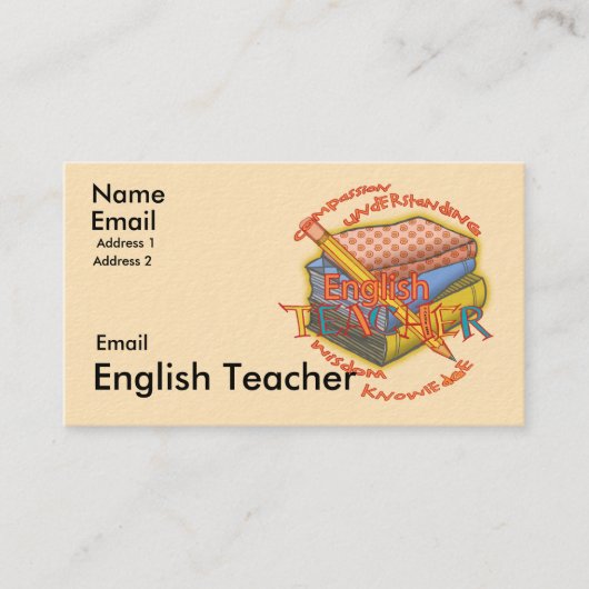 Carte De Visite Devise de professeur d'anglais (Devant)