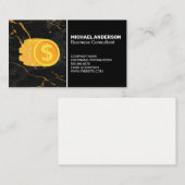 Carte De Visite Devise des pièces d'or | Marbre noir (Devant / Derrière)