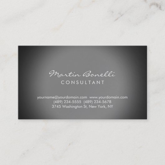 Carte de visite d'expert gris simple moderne (Devant)