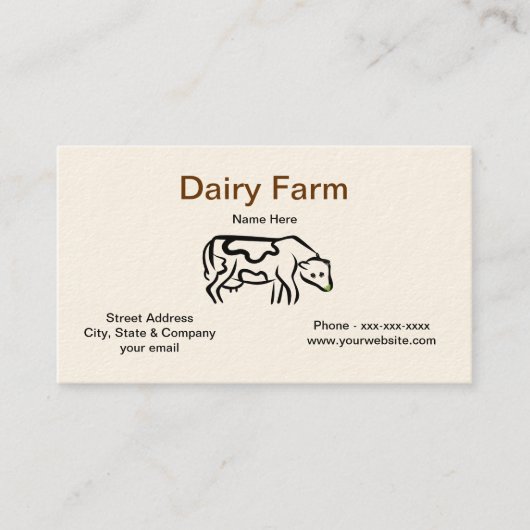 Carte de visite d'exploitation laitière de vache (Devant)