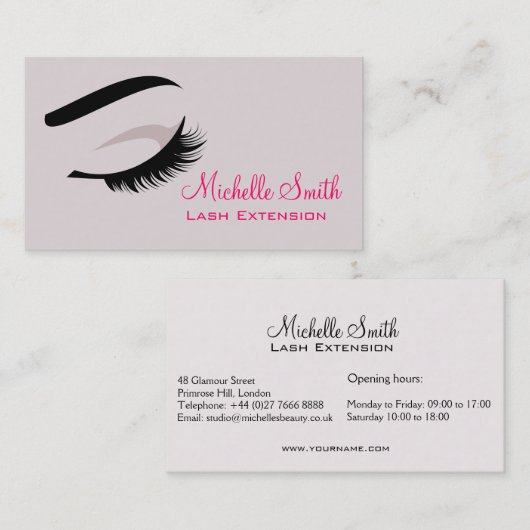 Carte de visite d'extension d'ouverture de l'oeil  (Devant / Derrière)