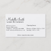 Carte de visite d'extension d'ouverture de l'oeil  (Dos)