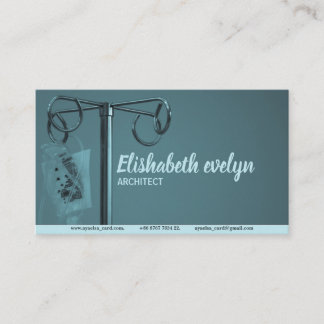 Carte De Visite dextrose accroché sur support en acier inoxydable