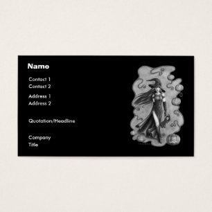 Carte de visite d'Halloween sorcière et poupée