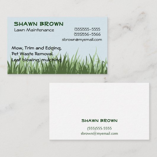 Carte de visite d'herbe (Devant / Derrière)
