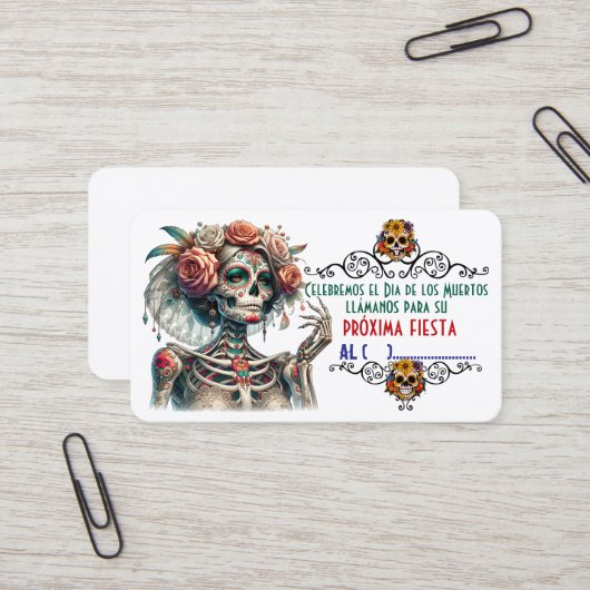 Carte De Visite Dia de los muertos (Devant/Arrière en situation)