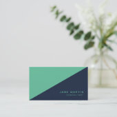 Carte De Visite Diagonal moderne bleu et turquoise ombre (Debout devant)