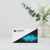 Carte De Visite Diagonal V2 - Blanc - Cyan Wave (Debout devant)