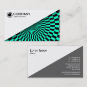 Carte De Visite Diagonal V2 - Blanc - Op Art Turquoise (Devant / Derrière)
