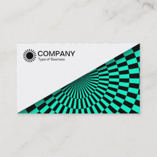 Carte De Visite Diagonal V2 - Blanc - Op Art Turquoise