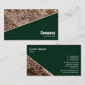 Carte De Visite Diagonal V3 - Vert foncé - Feuilles Sepia (Devant / Derrière)