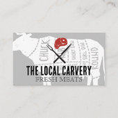 Carte De Visite Diagramme de boeuf | Boucher | Steak House (Devant)