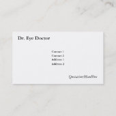 Carte De Visite Diagramme d'oeil (Dos)