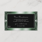 Carte De Visite Diagramme ornemental noir vert brillant Monogramme (Dos)