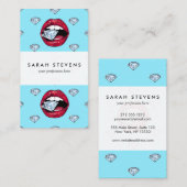 Carte De Visite Diamant chic de lèvres Girly (Devant / Derrière)