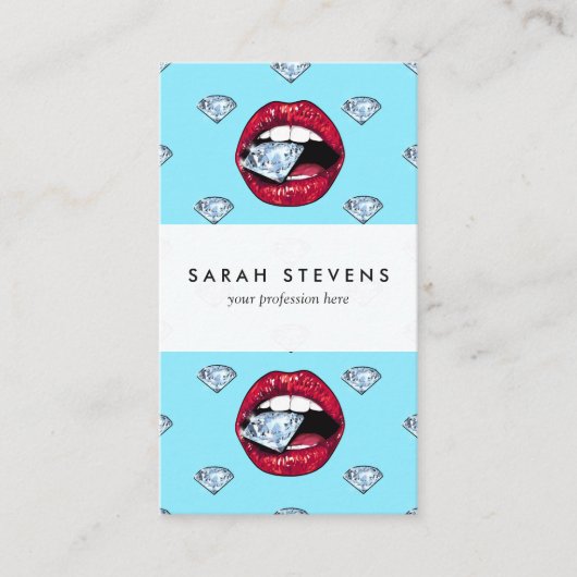Carte De Visite Diamant chic de lèvres Girly (Devant)
