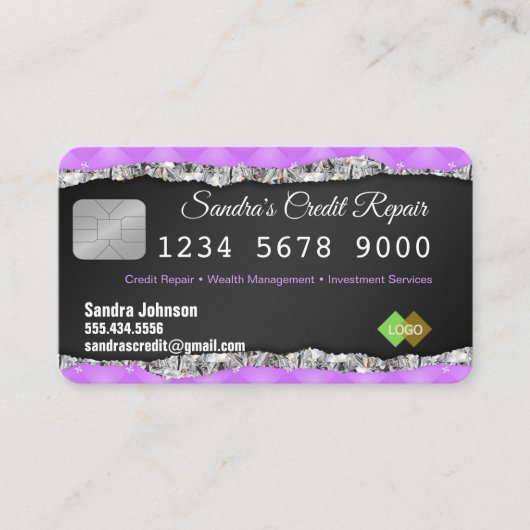 Carte de visite diamant de carte de crédit rose et (Devant)