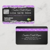 Carte de visite diamant de carte de crédit rose et (Devant / Derrière)