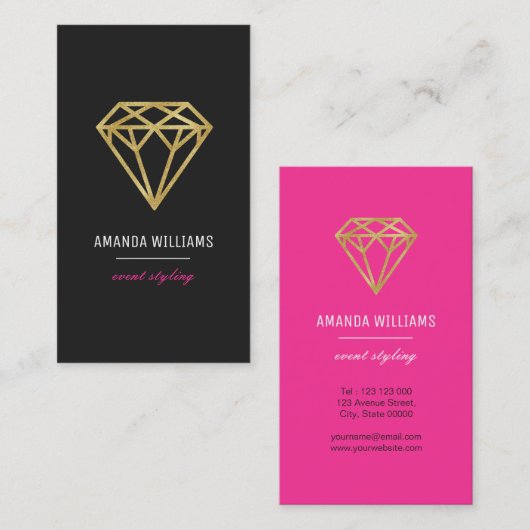 Carte De Visite Diamant d'or (Devant / Derrière)