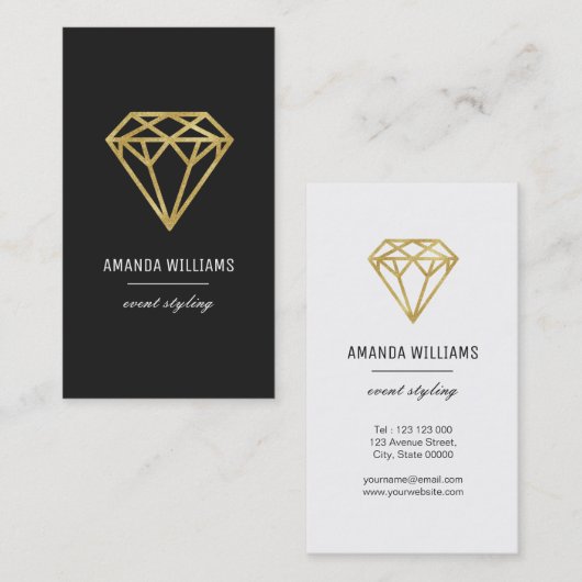 Carte De Visite Diamant d'or (Devant / Derrière)