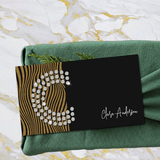 Carte De Visite Diamant d'or noir Monogramme initial des médias so