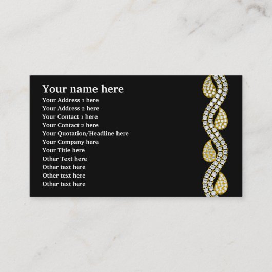 Carte De Visite Diamant et or cachemire motif noir (Devant)