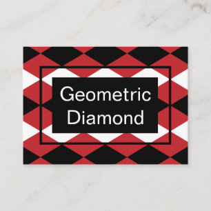 Carte De Visite Diamant géométrique noir et blanc sur fond rouge