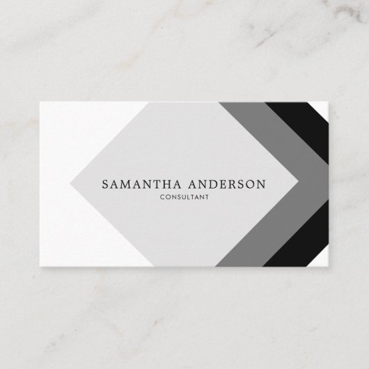 Carte De Visite Diamant noir et gris simple et moderne (Devant)
