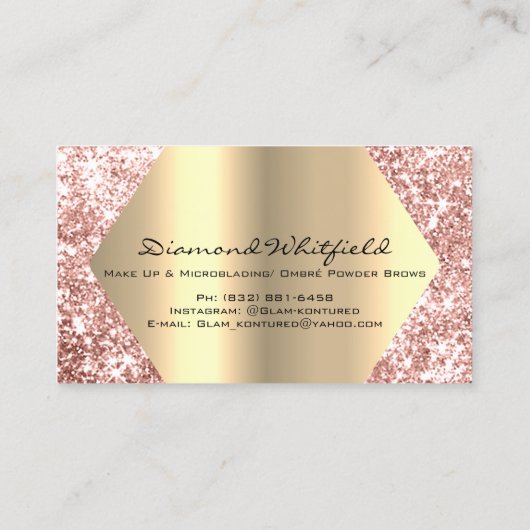 Carte De Visite Diamant Rose Gold Parties scintillant maquillage A (Dos)