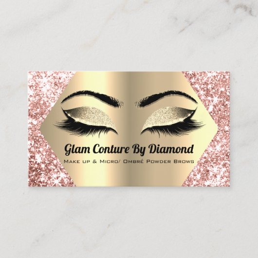 Carte De Visite Diamant Rose Gold Parties scintillant maquillage A (Devant)