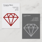 Carte De Visite Diamant - Rouge rubis sur blanc (Devant / Derrière)