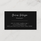 Carte De Visite Diamant sur arrière - plan noir avec script argent (Dos)