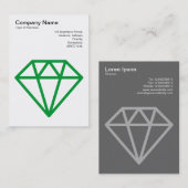 Carte De Visite Diamant - Vert d'herbe sur blanc (Devant / Derrière)