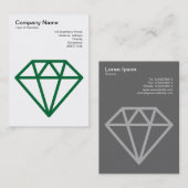 Carte De Visite Diamant - Vert forestier sur blanc (Devant / Derrière)