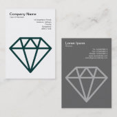 Carte De Visite Diamant - Vert mousse foncée sur blanc (Devant / Derrière)