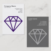 Carte De Visite Diamant - Violet profond sur blanc (Devant / Derrière)