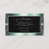 Carte De Visite Diamants à étincelles noir et Turquoise à étincell (Dos)