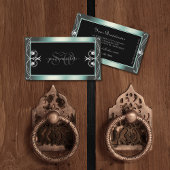 Carte De Visite Diamants à étincelles noirs et Turquoises