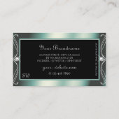Carte De Visite Diamants à étincelles noirs et Turquoises (Dos)